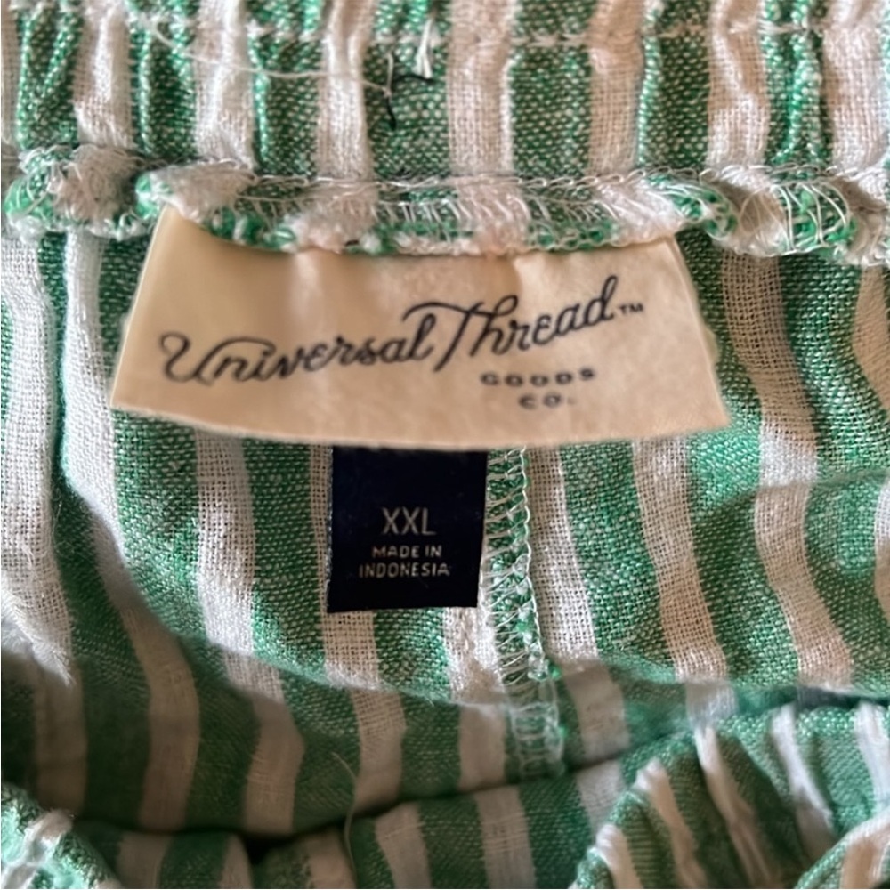 Universal Thread Green & White Striped High-Waist Drawstring Shorts - Picture 7 of 8